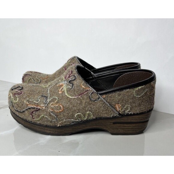 dansko professional clogs 38 Us 7.5 8 Beth Napa Brown Floral Shoes Slip On Mules - Picture 2 of 8